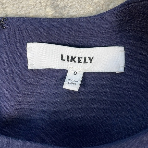 New Likely Bedford Navy Blue Three Quarter Sleeve Mini Bodycon Dress Sz 0 - Picture 6 of 10